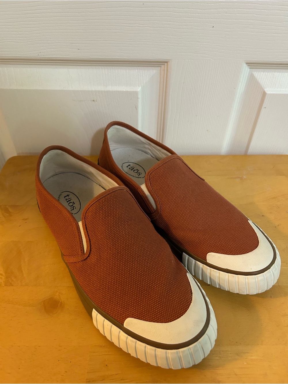 Taos Footwear Rust Brown Canvas Slip-On Flats